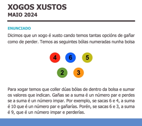 Explicacións de como tiñan que proceder na actividade de Xogos Xustos